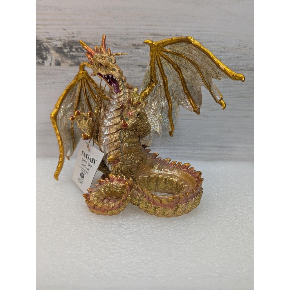 Vintage Westland Giftware Fantasy Gold Dragon Figurine 16416 2005 w/ Tag Resin